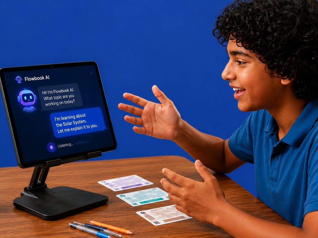 A student explaining a topic out loud to the Flowbook AI coach