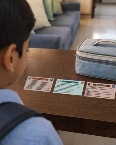 Flashcards, mindmaps and evaluation book in one compact bag.